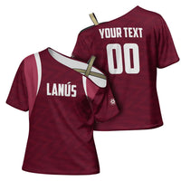 Custom Argentine Football Lanus Cross Shoulder Shirt Granate Go Champions