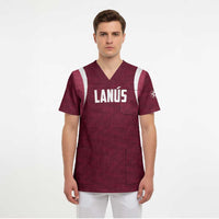 Custom Argentine Football Lanus Scrub Top Granate Go Champions