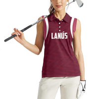 Custom Argentine Football Lanus Women Sleeveless Polo Shirt Granate Go Champions