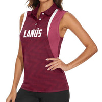 Custom Argentine Football Lanus Women Sleeveless Polo Shirt Granate Go Champions