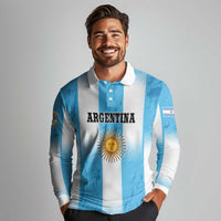 Custom Argentina Football Long Sleeve Polo Shirt