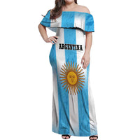 Custom Argentina Football Off Shoulder Maxi Dress