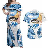 Argentina Malvinas Day Couples Matching Off Shoulder Maxi Dress and Hawaiian Shirt Las Malvinas Son Argentinas