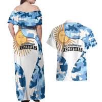 Argentina Malvinas Day Couples Matching Off Shoulder Maxi Dress and Hawaiian Shirt Las Malvinas Son Argentinas
