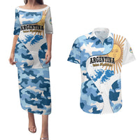 Argentina Malvinas Day Couples Matching Puletasi and Hawaiian Shirt Las Malvinas Son Argentinas