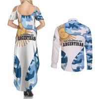 Argentina Malvinas Day Couples Matching Summer Maxi Dress and Long Sleeve Button Shirt Las Malvinas Son Argentinas