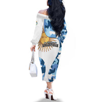 Argentina Malvinas Day Family Matching Off The Shoulder Long Sleeve Dress and Hawaiian Shirt Las Malvinas Son Argentinas