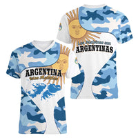 Argentina Malvinas Day Women V-Neck T-Shirt Las Malvinas Son Argentinas