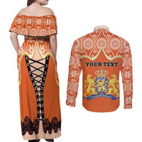 Personalised Netherlands Koningsdag 2025 Couples Matching Off Shoulder Maxi Dress and Long Sleeve Button Shirt King's Day Dutch Costume Spirit