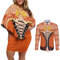 Personalised Netherlands Koningsdag 2025 Couples Matching Off Shoulder Short Dress and Long Sleeve Button Shirt King's Day Dutch Costume Spirit