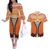 Personalised Netherlands Koningsdag 2025 Couples Matching Off The Shoulder Long Sleeve Dress and Hawaiian Shirt King's Day Dutch Costume Spirit