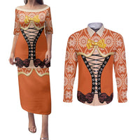 Personalised Netherlands Koningsdag 2025 Couples Matching Puletasi and Long Sleeve Button Shirt King's Day Dutch Costume Spirit