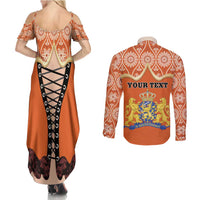 Personalised Netherlands Koningsdag 2025 Couples Matching Summer Maxi Dress and Long Sleeve Button Shirt King's Day Dutch Costume Spirit