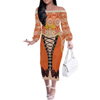 Personalised Netherlands Koningsdag 2025 Off The Shoulder Long Sleeve Dress King's Day Dutch Costume Spirit