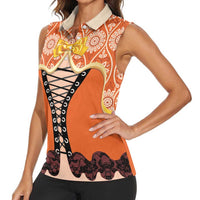 Personalised Netherlands Koningsdag 2025 Women Sleeveless Polo Shirt King's Day Dutch Costume Spirit