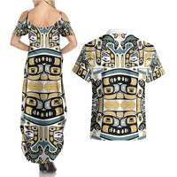 Canada Chilkat Pattern Couples Matching Summer Maxi Dress and Hawaiian Shirt Haida Spirit