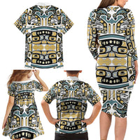 Canada Chilkat Pattern Family Matching Long Sleeve Bodycon Dress and Hawaiian Shirt Haida Spirit