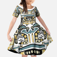 Canada Chilkat Pattern Family Matching Mermaid Dress and Hawaiian Shirt Haida Spirit