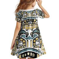 Canada Chilkat Pattern Family Matching Off The Shoulder Long Sleeve Dress and Hawaiian Shirt Haida Spirit