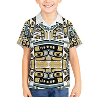 Canada Chilkat Pattern Family Matching Off Shoulder Maxi Dress and Hawaiian Shirt Haida Spirit