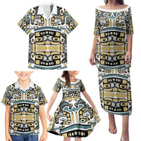 Canada Chilkat Pattern Family Matching Puletasi and Hawaiian Shirt Haida Spirit