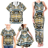 Canada Chilkat Pattern Family Matching Tank Maxi Dress and Hawaiian Shirt Haida Spirit