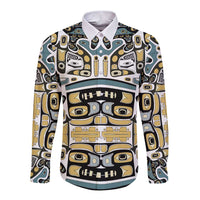 Canada Chilkat Pattern Long Sleeve Button Shirt Haida Spirit