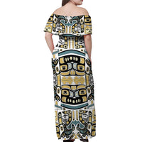 Canada Chilkat Pattern Off Shoulder Maxi Dress Haida Spirit