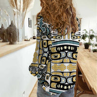 Canada Chilkat Pattern Women Casual Shirt Haida Spirit