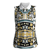 Canada Chilkat Pattern Women Sleeveless Polo Shirt Haida Spirit