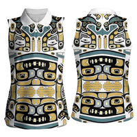 Canada Chilkat Pattern Women Sleeveless Polo Shirt Haida Spirit