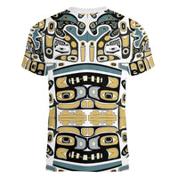 Canada Chilkat Pattern Women V-Neck T-Shirt Haida Spirit