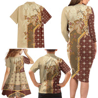 Mughal Empire Motif Unique Family Matching Long Sleeve Bodycon Dress and Hawaiian Shirt
