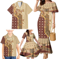 Mughal Empire Motif Unique Family Matching Mermaid Dress and Hawaiian Shirt