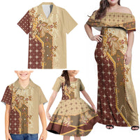 Mughal Empire Motif Unique Family Matching Off Shoulder Maxi Dress and Hawaiian Shirt