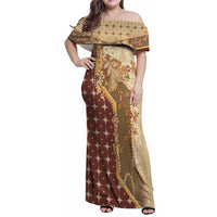 Mughal Empire Motif Unique Family Matching Off Shoulder Maxi Dress and Hawaiian Shirt