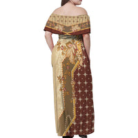 Mughal Empire Motif Unique Family Matching Off Shoulder Maxi Dress and Hawaiian Shirt