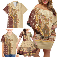 Mughal Empire Motif Unique Family Matching Off Shoulder Short Dress and Hawaiian Shirt