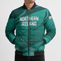 Custom Football 2026 Northern Ireland Bomber Puffer Jacket Green and White Army