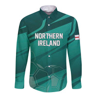 Custom Football 2026 Northern Ireland Long Sleeve Button Shirt Green and White Army