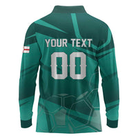 Custom Football 2026 Northern Ireland Long Sleeve Polo Shirt Green and White Army