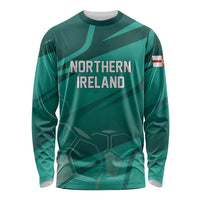 Custom Football 2026 Northern Ireland Long Sleeve Shirt Green and White Army
