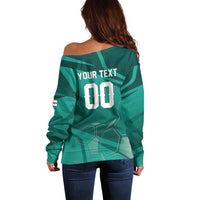 Custom Football 2026 Northern Ireland Off Shoulder Sweater Green and White Army