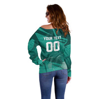 Custom Football 2026 Northern Ireland Off Shoulder Sweater Green and White Army