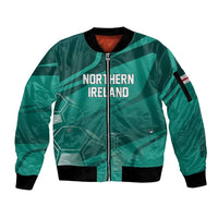 Custom Football 2026 Northern Ireland Sleeve Zip Bomber Jacket Green and White Army