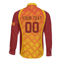 Custom Football 2026 Macedonia Long Sleeve Button Shirt The Red Devils Go Glory