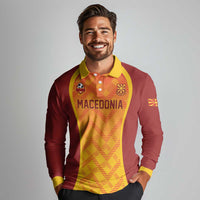 Custom Football 2026 Macedonia Long Sleeve Polo Shirt The Red Devils Go Glory