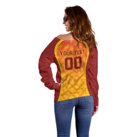 Custom Football 2026 Macedonia Off Shoulder Sweater The Red Devils Go Glory