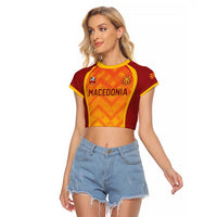 Custom Football 2026 Macedonia Raglan Cropped T Shirt The Red Devils Go Glory