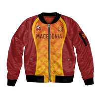 Custom Football 2026 Macedonia Sleeve Zip Bomber Jacket The Red Devils Go Glory